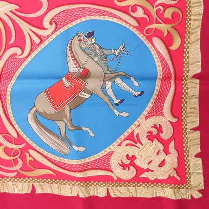 Hermès Carré 90 „LA PRESENTATION“ Seidentaschentuch in Burgunderrot