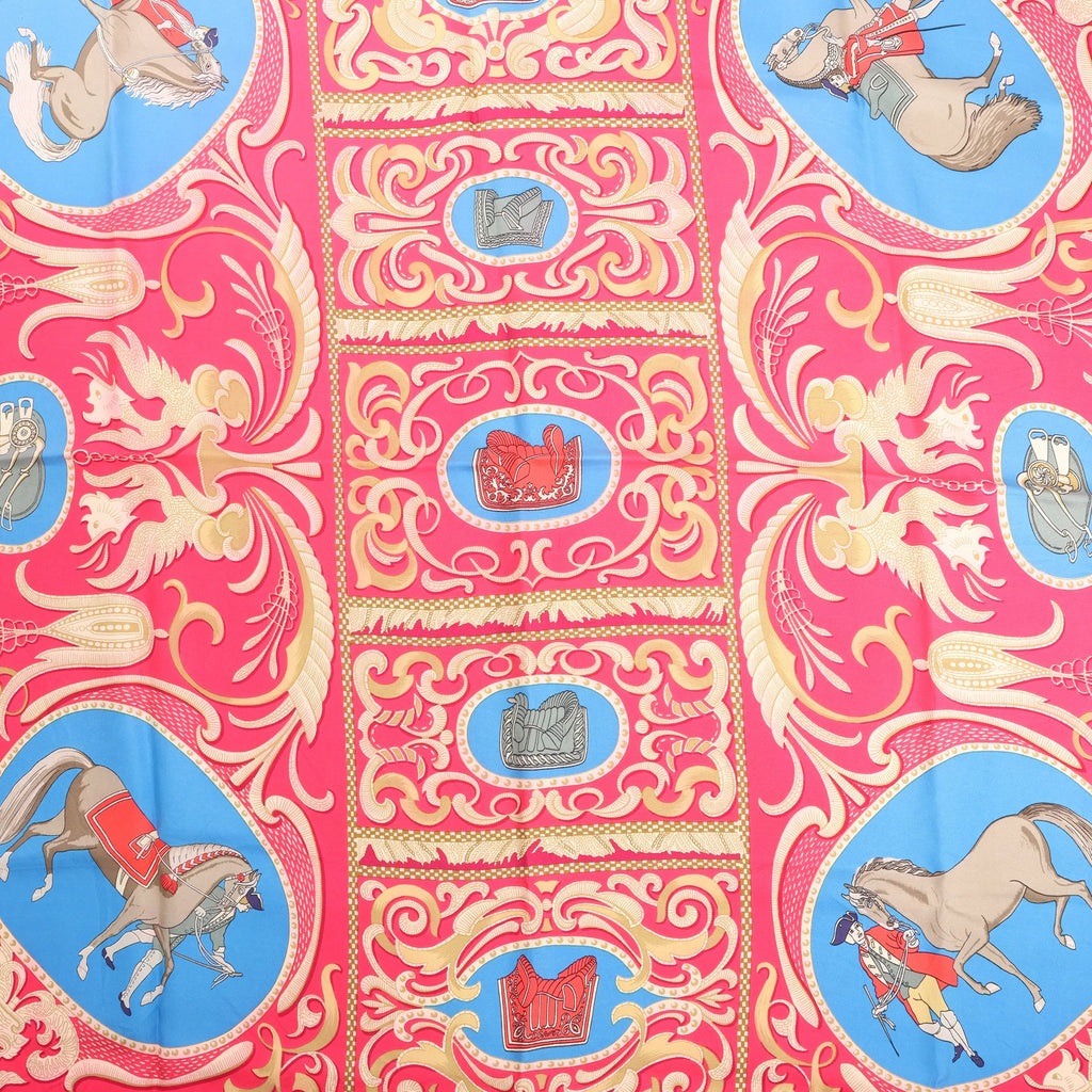 Hermès Carré 90 "LA PRESENTATION" Silk handkerchief in Burgundy