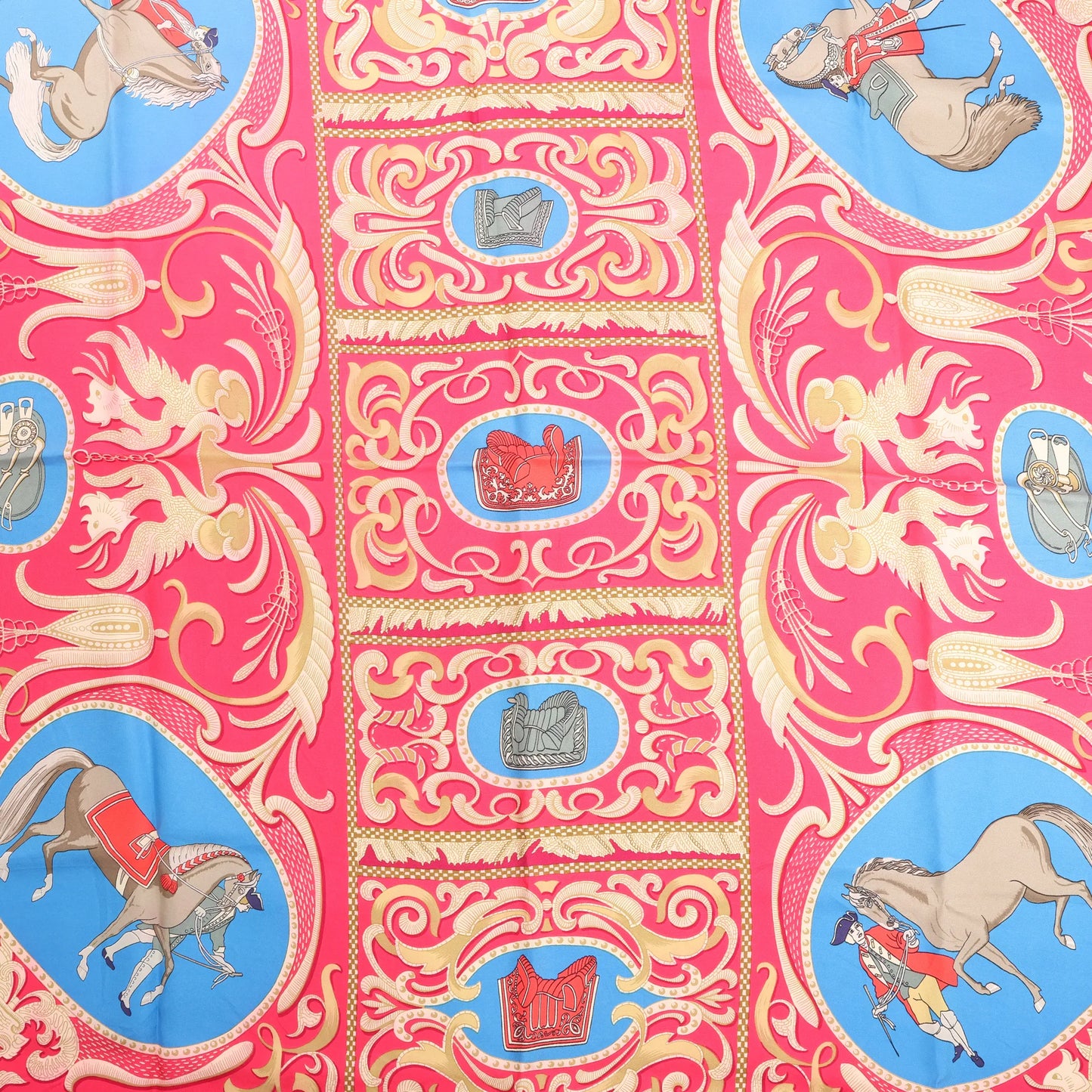 Hermès Carré 90 „LA PRESENTATION“ Seidentaschentuch in Burgunderrot