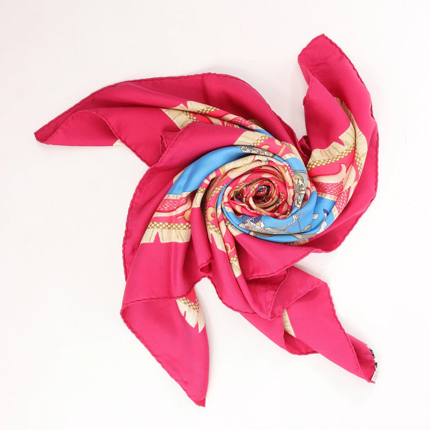 Hermès Carré 90 „LA PRESENTATION“ Seidentaschentuch in Burgunderrot