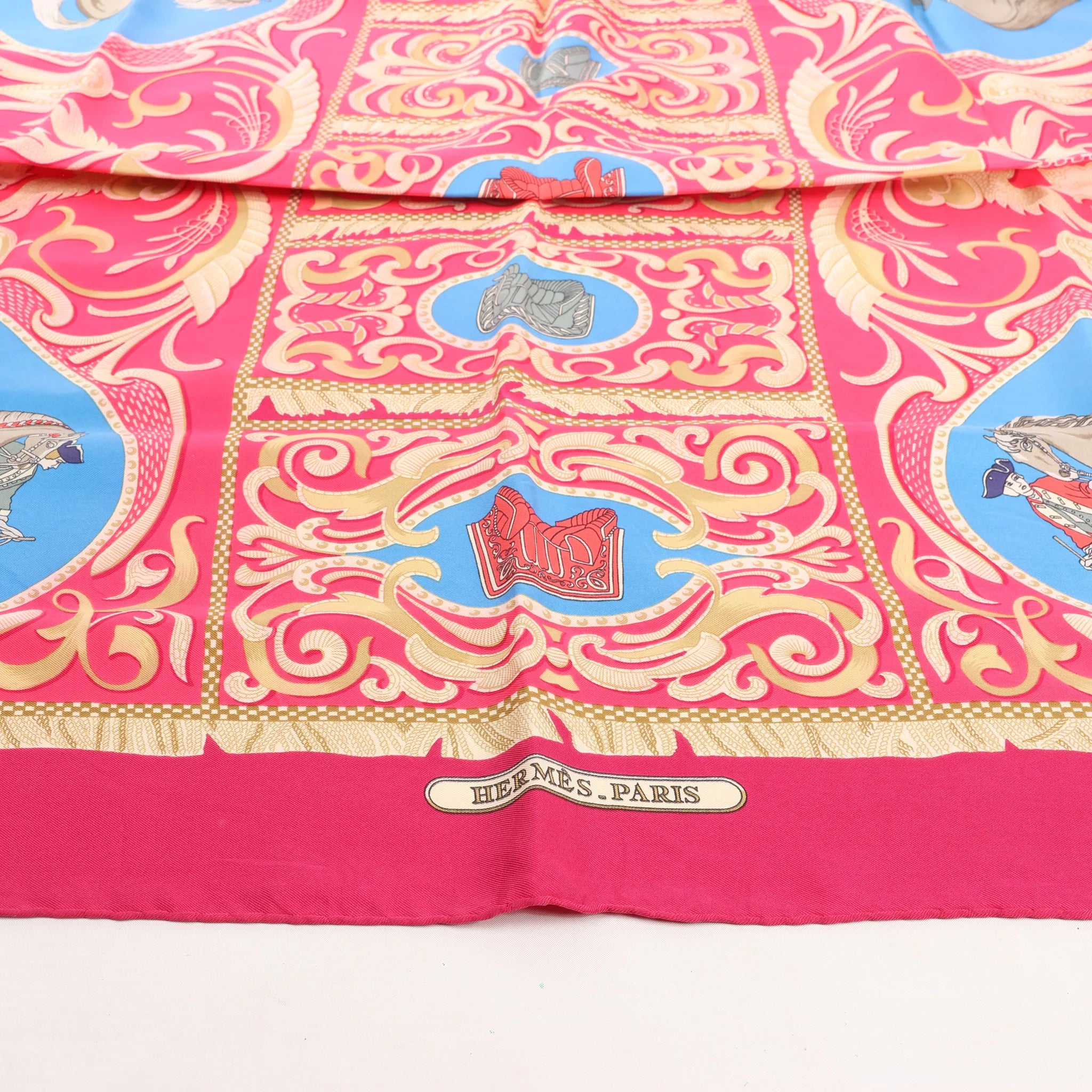 Hermès Carré 90 "LA PRESENTATION" Silk handkerchief in Burgundy