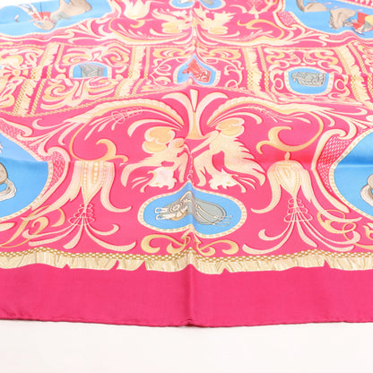 Hermès Carré 90 „LA PRESENTATION“ Seidentaschentuch in Burgunderrot