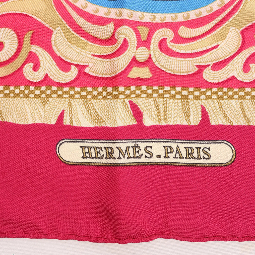 Hermès Carré 90 "LA PRESENTATION" Silk handkerchief in Burgundy
