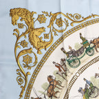 Hermès Carré 90 "LA PROMENADE DE LONGCHAMPS" Silk handkerchief in Blue