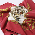 Hermès Carré 90 "LA PROMENADE DE LONGCHAMPS" Pañuelo 100% Seda Crudo