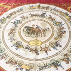 Hermès Carré 90 "LA PROMENADE DE LONGCHAMPS" Pañuelo 100% Seda Crudo
