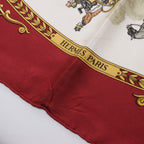 Hermès Carré 90 "LA PROMENADE DE LONGCHAMPS" Pañuelo 100% Seda Crudo