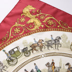 Hermès Carré 90 "LA PROMENADE DE LONGCHAMPS" Pañuelo 100% Seda Crudo