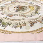 Hermès Carré 90 "LA PROMENADE DE LONGCHAMPS" 100% Silk Scarf in Pink