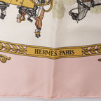 Hermès Carré 90 "LA PROMENADE DE LONGCHAMPS" 100% Silk Scarf in Pink