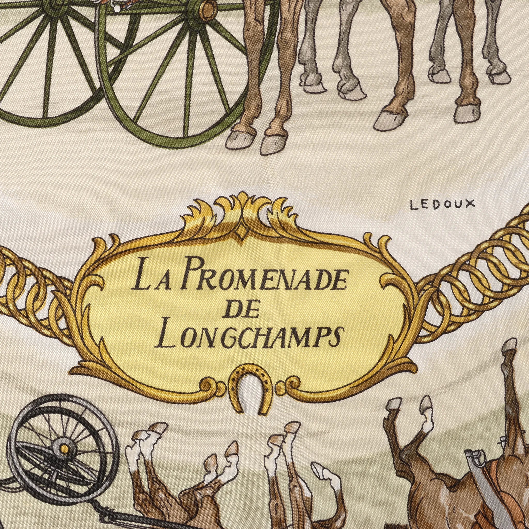 Hermès Carré 90 "LA PROMENADE DE LONGCHAMPS" 100% Silk Scarf in Pink