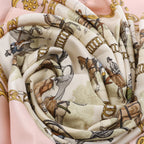 Hermès Carré 90 "LA PROMENADE DE LONGCHAMPS" 100% Silk Scarf in Pink