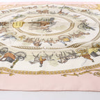 Hermès Carré 90 "LA PROMENADE DE LONGCHAMPS" 100% Silk Scarf in Pink