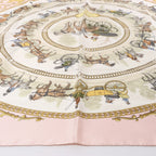 Hermès Carré 90 "LA PROMENADE DE LONGCHAMPS" 100% Silk Scarf in Pink