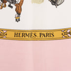 Hermès Carré 90 "LA PROMENADE DE LONGCHAMPS" Silk handkerchief in Pink