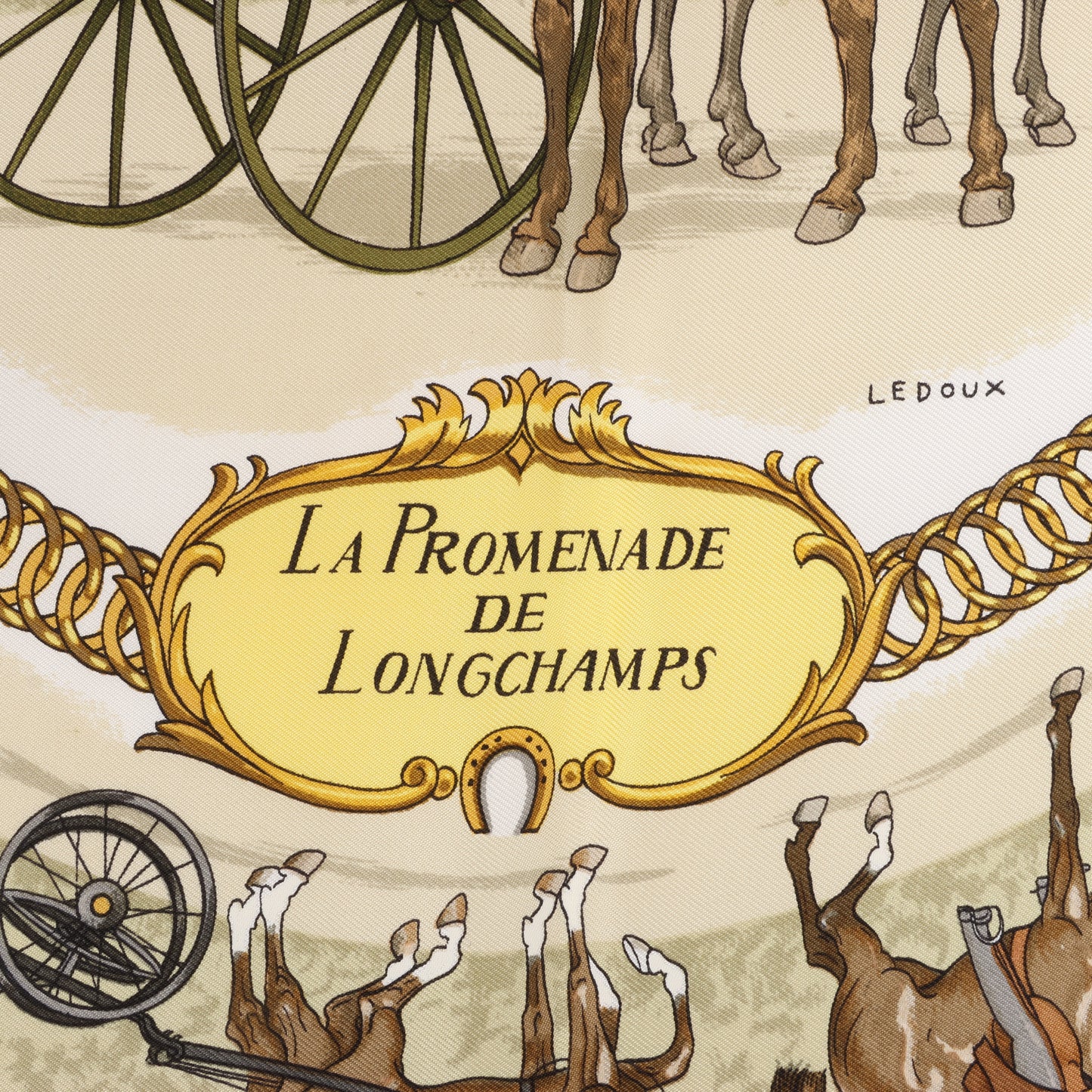 Hermès Carré 90 "LA PROMENADE DE LONGCHAMPS" Silk handkerchief in Pink