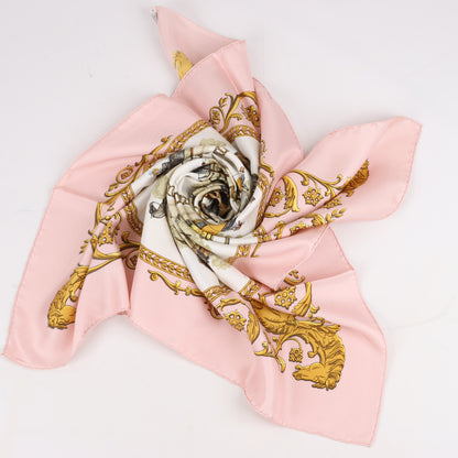 Hermès Carré 90 "LA PROMENADE DE LONGCHAMPS" Silk handkerchief in Pink