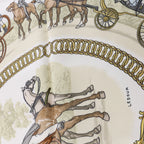 Hermès Carré 90 "LA PROMENADE DE LONGCHAMPS" Silk handkerchief in Pink