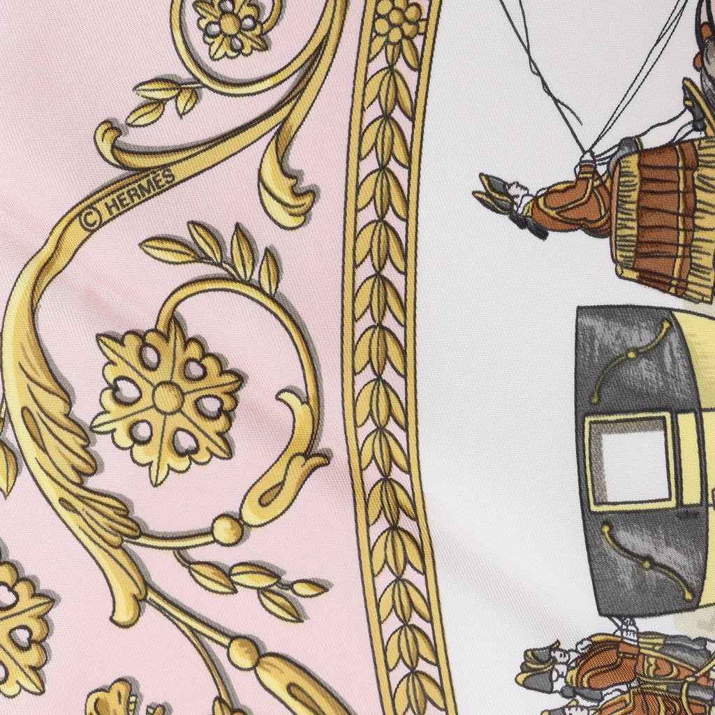 Hermès Carré 90 "LA PROMENADE DE LONGCHAMPS" Silk handkerchief in Pink