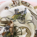 Hermès Carré 90 "LA PROMENADE DE LONGCHAMPS" Silk handkerchief in Pink