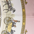 Hermès Carré 90 "LA PROMENADE DE LONGCHAMPS" Silk handkerchief in Pink