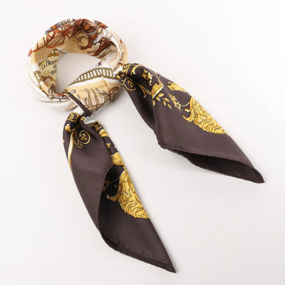 Hermès Carré 90 "LA PROMENADE DE LONGCHAMPS" Silk handkerchief in Brown