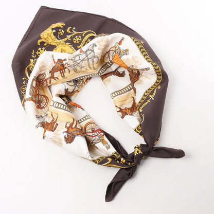 Hermès Carré 90 "LA PROMENADE DE LONGCHAMPS" Silk handkerchief in Brown
