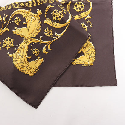 Hermès Carré 90 "LA PROMENADE DE LONGCHAMPS" Silk handkerchief in Brown