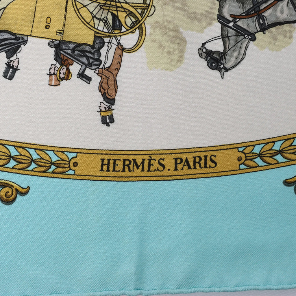 Hermès Carré 90 "LA PROMENADE DE LONGCHAMPS" Silk handkerchief in Blue
