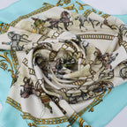Hermès Carré 90 "LA PROMENADE DE LONGCHAMPS" Silk handkerchief in Blue