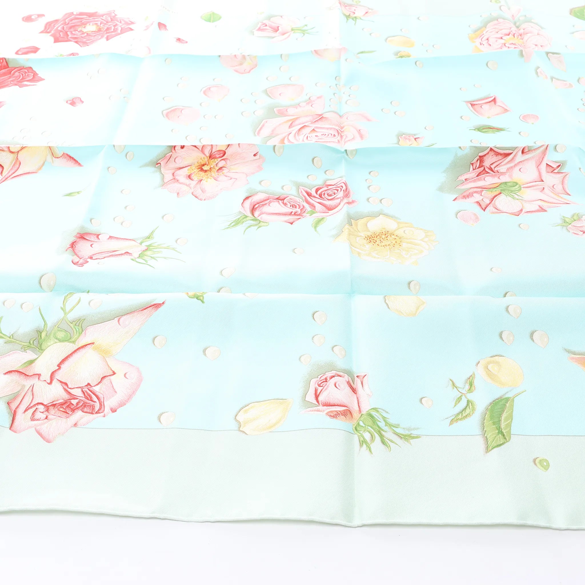 Hermès Carré 90 "LA ROSEE" Silk handkerchief in Blue