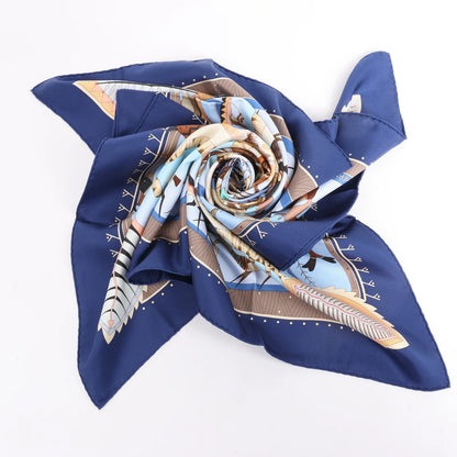 Hermès Carré 90 "LA VIE DU GRAND NORD" Silk handkerchief in Navy Blue