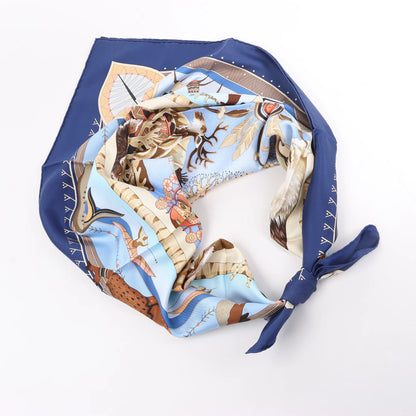 Hermès Carré 90 "LA VIE DU GRAND NORD" Silk handkerchief in Navy Blue