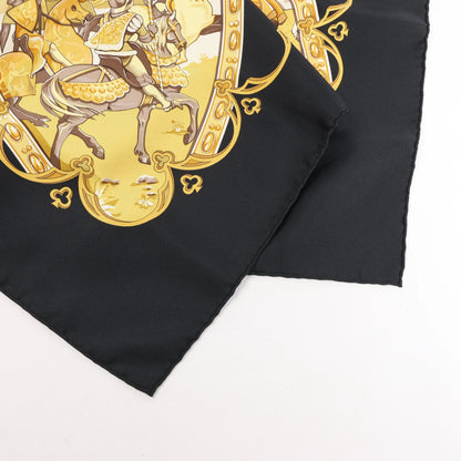 Hermès Carré 90 "LA VIE a CHEVAL" Silk handkerchief in Black x Yellow