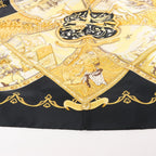 Hermès Carré 90 "LA VIE a CHEVAL" Silk handkerchief in Black x Yellow