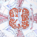 Hermès Carré 90 "LA VIE a CHEVAL" Silk handkerchief in Brown x Blue