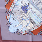 Hermès Carré 90 "LA VIE a CHEVAL" Silk handkerchief in Brown x Blue