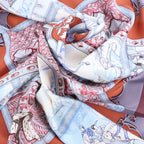 Hermès Carré 90 "LA VIE a CHEVAL" Silk handkerchief in Brown x Blue