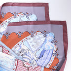 Hermès Carré 90 "LA VIE a CHEVAL" Silk handkerchief in Brown x Blue