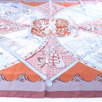 Hermès Carré 90 "LA VIE a CHEVAL" Silk handkerchief in Brown x Blue