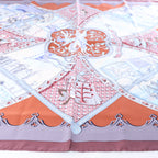 Hermès Carré 90 "LA VIE a CHEVAL" Silk handkerchief in Brown x Blue