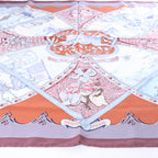 Hermès Carré 90 "LA VIE a CHEVAL" Silk handkerchief in Brown x Blue