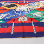 Hermès Carré 90 "LE CARNAVAL DE VENISE" Silk handkerchief in Navy Blue x Red