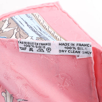 Hermès Carré 90 "LE GEOGRAPHE" Silk handkerchief in Pink
