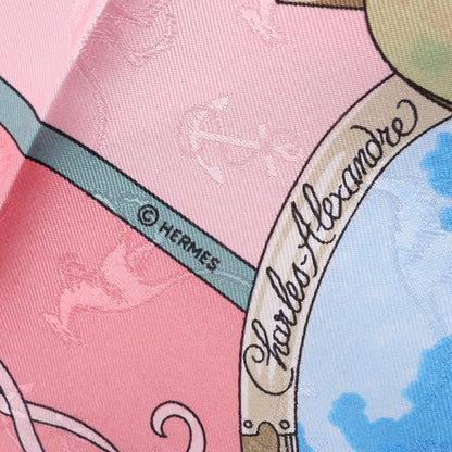 Hermès Carré 90 "LE GEOGRAPHE" Silk handkerchief in Pink