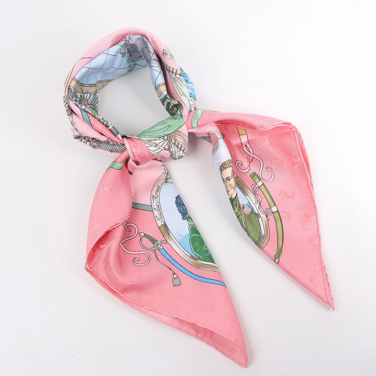 Hermès Carré 90 "LE GEOGRAPHE" Silk handkerchief in Pink