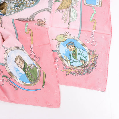 Hermès Carré 90 "LE GEOGRAPHE" Silk handkerchief in Pink