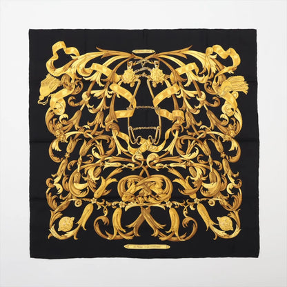 Hermès Carré 90 "LE MORS A LA CONETABLE" 100% Silk Scarf in Black