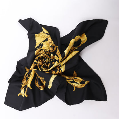 Hermès Carré 90 "LE MORS A LA CONETABLE" 100% Silk Scarf in Black