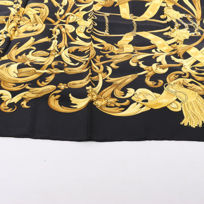 Hermès Carré 90 "LE MORS A LA CONETABLE" 100% Silk Scarf in Black